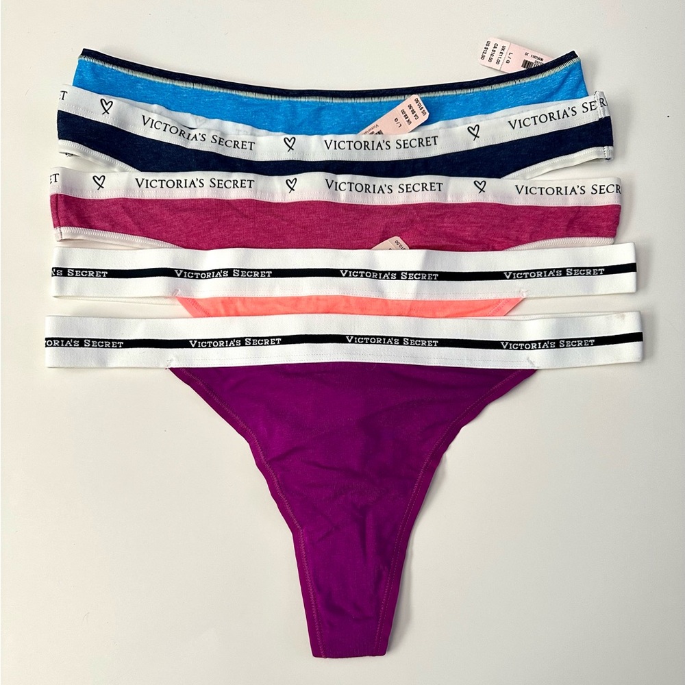 PINK VS Thong Set of 4 * Discontinued Styles* NWT Size Large ** see details